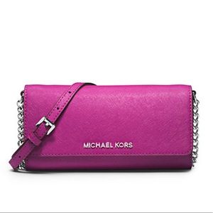 Michael Kors Jet Set Saffiano Travel Wallet Fuschia